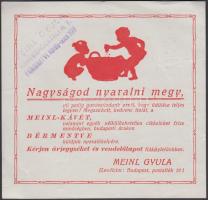 cca 1910-1930 A Meinl Gyula R.T. likőr árjegyzéke és kávét reklámozó szórólapja