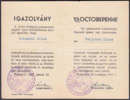 1945 Bp., A Vörös Hadsereg által jóváhagyott mentesítő igazolvány