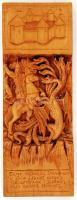 Falra akasztható fa faragás Szent Györggyel, 50×18,5×4 cm