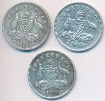 Ausztrália 1915-1936. 3P Ag "V. György" (3x) T:2- Australia 1915-1936. 3 Pence Ag "George V" (3x) C:VF
