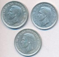 Ausztrália 1941-1944. 3P Ag "VI. György" (3x) T:2
Australia 1941-1944. 3 Pence Ag "Ge...