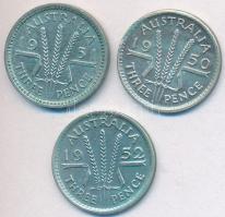 Ausztrália 1950-1952. 3P Ag "VI. György" (3x) T:2,2- Australia 1950-1952. 3 Pence Ag "George VI" (3x) C:XF,VF
