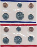 Amerikai Egyesült Államok 1997D 1c-1/2$ (6xklf) + 1997P 1c-1/2$ (6xklf) forgalmi sorok fólia tokban, tanúsítvánnyal T:1 USA 1997D 1 Cent - 1/2 Dollar (6xdiff) + 1997P 1 Cent - 1/2 Dollar (6xdiff) coin sets in foil packing with certificate C:UNC