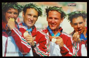 Kammerer Zoltán olimpiai bajnok kajakos aláírása őt és sportolótársait ábrázoló poszteren