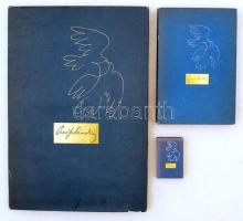 Nemes G. zsuzsanna (szerk.): Petőfi Sánor 150. születési évfordulójára kiadott emlék könyv, 3db. A szerző legszebb szerelmes verseiből válogatva. A rajzokat készítette: Reich Károly. A könyv három különböző méretben jelent meg: album,- közép- és mini. Reich Károly által dedikált példány! Gazdagon illusztrált kiadvány. Aranyozott, kiadói egészvászon kötésben, fedőborító kissé szakadozott, egyébként jó állapotban.