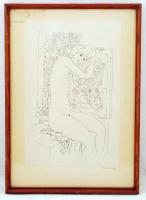 Reich Károly (1922-1988): Akt. Szitanyomat, papír, jelzett, üvegezett keretben, 49×32 cm