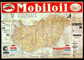 1937 Magyarország Útállapot térkép. Magyar Földrajzi Intézet. A királyi magyar Automobil Club jelentése. hajtás mentén több helyen szakadt. 67x100cm
