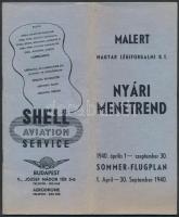 1940 MALERT Magyar Légiforgalmi R.T. Nyári Menetrend, 27 oldal. 23x19cm
