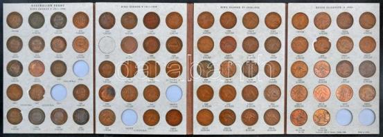 Ausztrália 1911-1964. DANSCO dísztokos Penny gyűjtemény 73db különféle évjárattal illetve variánssal, köztük ritka és kiváló állapotú darabokkal! (7db hiányzó érmével) T:vegyes Australia 1911-1964. Nice Collection of One Penny in DANSCO case with 73 pieces of different coins! C:Mixed