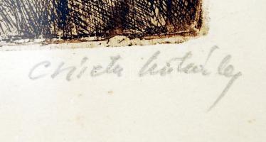 Csisztu Mihály (1933-2008): Csendélet. Rézkarc, papír, jelzett, üvegezett keretben, 29×23 cm