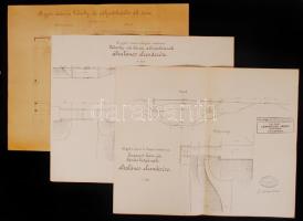 1915 Bp., A győri Teleszky úti híd terve, Lenarduzzi János építési vállalkozó pecsétjével, 3 db