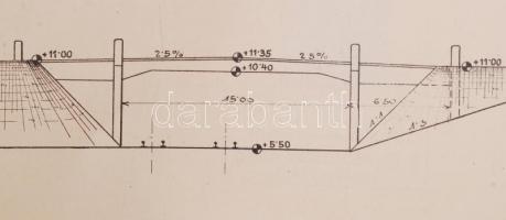 1915 Bp., A győri Teleszky úti híd terve, Lenarduzzi János építési vállalkozó pecsétjével, 3 db
