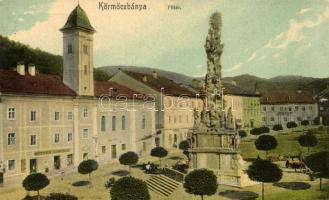 Körmöcbánya, Főtér, Ritter Lipót üzlete és kiadása / square, monument, shop