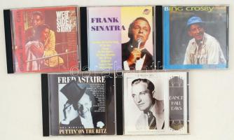 5 db zenei CD: West Side Story, Frank Sinatra, Bing Crosby, Fred Astaire