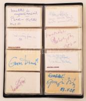 Autogram gyűjtő, 80 db aláírással kivágásokon, többek között Gálvölgyi Jánostól, Magyari Béla úrhajóstól és másoktól