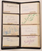 Autogram gyűjtő, 80 db aláírással kivágásokon, többek között Gálvölgyi Jánostól, Magyari Béla úrhajó...