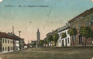 Leibic, Ágostoni evangélikus templom, Fő utca / church, main street (EM)
