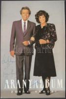 Záray Márta énekesnő, Vámosi János énekes, Szentendrei Klára dalénekesnő, Tarnai Kiss László táncdalénekes aláírásai saját magukat ábrázoló fotókon