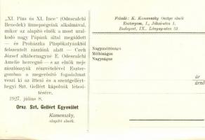 Esztergom, Országos Szent Gellért Egyesület a leendő Szent Gellért kápolna előtt, hátoldalon Kamensz...