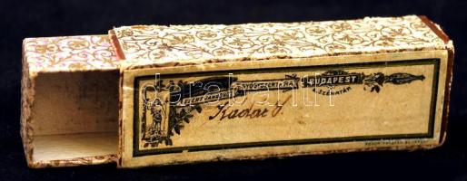 cca 1900 Budapest, Szent János gyógyszertár régi gyógyszeres doboza, h: 8 cm