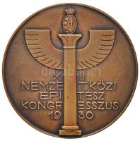 1930. "XII. Nemzetközi Építész Kongresszus / Budapest" Br emlékérem eredeti tokjában (61mm) T:2 Hungary 1930. "12th International Architects Congress / Budapest" Br medallion in original case (61mm) C:XF