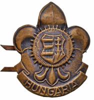 ~1940. "Hungária" Br cserkész sapkajelvény (45,5x35,5mm) T:2  Hungary ~1940. "Hungária" Br scout cap badge (45,5x35,5mm) C:XF