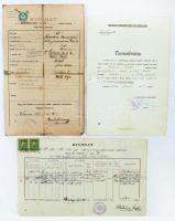 1897-1940 Guttmann Tivadarnak, a Ganz gyár könyvelőjének születési anyakönyvi kivonata, keresztelési anyakönyvi kivonata, tanúsítvány arról, hogy nem tekintendő zsidónak