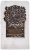 1940. "I. Cserkészkerület Céllövő versenye" plakett márványlapon, "LUDVIG" gyártói jelzéssel (Br.:78x130mm) T:2 Hungary 1940. "Shooting Competition of First Scout District" plaque on marble, with makers mark "LUDVIG" (Br.:78x130mm) C:XF