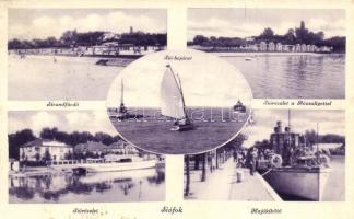 Siófok, strand, Rózsaliget, hajókikötő, SS Szigliget (fl)