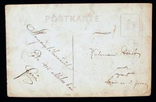 1915 Pula, az SMS Erzherzog Franz Ferdinand és az SMS Custoza hadihajók matrózai, csoportkép elküldö...