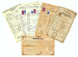 1885-1939 6 db vegyes okmány(házasságlevél, esketési anyakönyvi kivonat, keresztlevél stb.)
