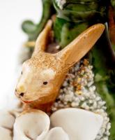 Nyuszival díszített mini váza, hibás, m: 8,5 cm