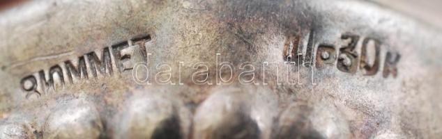 Ezüstözött fűszertartó üvegbetéttel, jelzett