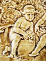 Schütz Cilli szüretelő puttók, mázas kerámia, jelzett, nagyon apró mázhibával, d:32,5 cm