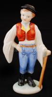 Herendi kézzel festett porcelán fiú, hibátlan, jelzett, m: 15 cm