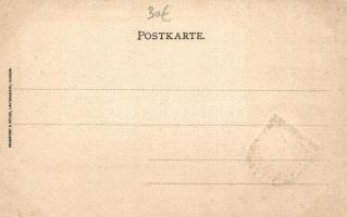 Aachen, Waldschenke; Wappen / restaurant with tram; coat of arms, litho