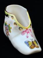 Herendi Viktória mintás cipő, kézzel festett, jelzett, hibátlan, h: 10 cm / 
Herend chinaware shoe