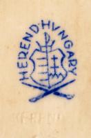 Herendi Viktória mintás cipő, kézzel festett, jelzett, hibátlan, h: 10 cm / 
Herend chinaware shoe