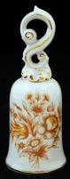 Hollóházi virágmintás porcelán harang, matricás, jelzett, m: 17 cm