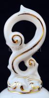 Hollóházi virágmintás porcelán harang, matricás, jelzett, m: 17 cm