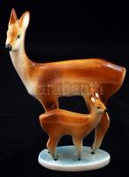 Zsolnay őzikék, kézzel festett porcelán, hibátlan, jelzett, 17,5x13 cm