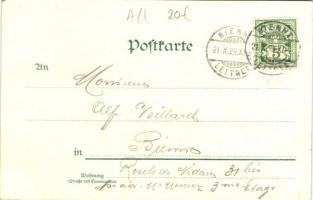 1899 SMS Deutschland und Gefion unter Volldampf / German battleships, litho