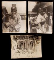 cca 1930-1950 3 db fotó Kínából: diákok, fiatal nő gyermekkel, idős férfi, kicsit szakadozott, 29,5×23,5 cm