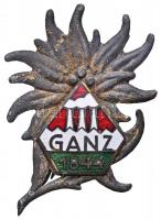 ~1930. Ganz 1844 zománcozott fém turista jelvény (41,5x28mm) T:2 Hungary ~1930. Ganz 1844 enamelled tourist badge (41,5x28mm) C:XF