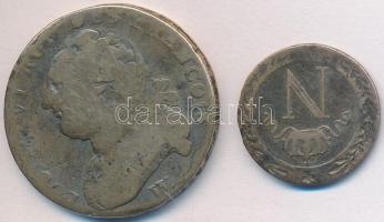 Franciaország 17??W 12D Br "XVI. Lajos" + 1810I 10c Billon "Napóleon" T:2-,3
Fra...
