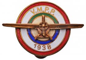 Berán Nándor (1889-1965) 1938. "V.M.P.P. - V. Magyar Pilóta Piknik" zománcozott fém gombly...