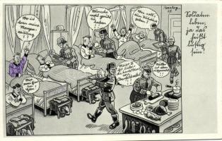 II. világháborús német laktanya, humor, German WWII military barracks interior cartoon, humour