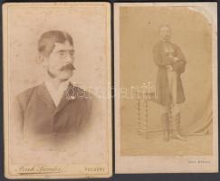 cca 1880-1910 2 db férfi portré, pozsonyi illetve trencséni fotóműhelyekből, különböző méretben
