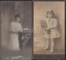 cca 1900-1914 4 db női portré Mai Manó és Székely budapesti fotóműhelyekből, különböző méretben