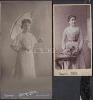 cca 1900-1914 4 db női portré Mai Manó és Székely budapesti fotóműhelyekből, különböző méretben